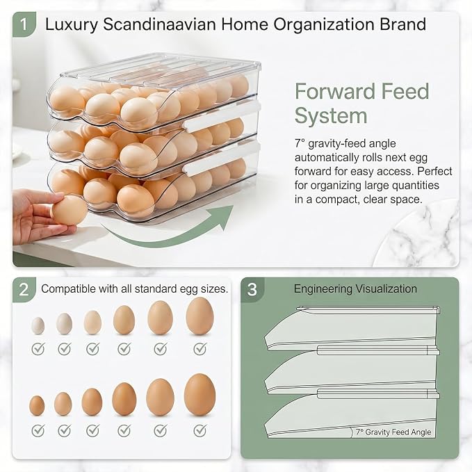 18 Egg Storage For Refrigerator, Egg Dispenser For Refrigerator, Automatic Rolling Egg Holder For Fridge, BPA-Free Clear Egg Tray. - Image 7
