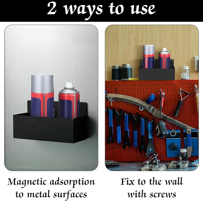 Gisafai 2 Pcs Magnetic Aerosol Spray Can Holder Heavy Duty Magnet Toolbox Bottle Holder Easy Install Spray Can Organizer Wall Mounted Bottle Rack for Garage(8.27 x 3.15 x 4.33 Inch,Black) - Image 4