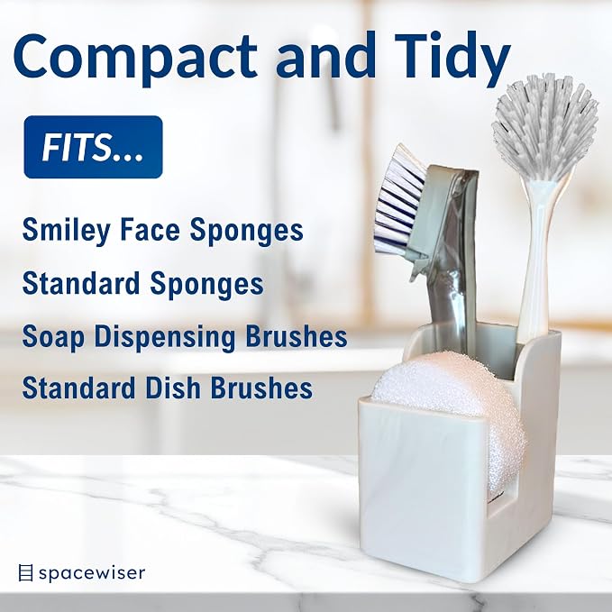 Silicone Sink Caddy – Sponge Dish Brush Holder for Kitchen Sink | Kitchen Sink Organizer, Sink Brush Holder, Sink Sponge Holder for Scrub Daddy, Scrub Mommy, Sponge & Kitchen Brush Holder - Image 2