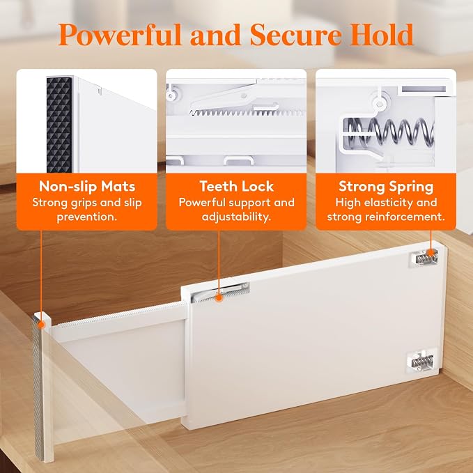 Lifewit 6" Tall Upgrade Drawer Dividers, Adjustable Deep Drawer Organizer | 13.5"-22" Expandable White Drawer Separator for Clothes, Dresser/Kitchen/Closet/Bedroom/Office Organization & Storage, 6 Pack - Image 4