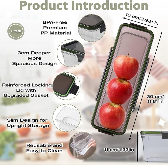 Upgraded Celery Keeper for Refrigerator – 3cm Deeper, BPA-Free Vegetable Storage Container with Reinforced Locking Lid, Durable PP Bin for Fresh Celery, Carrots & Cucumbers - Image 2