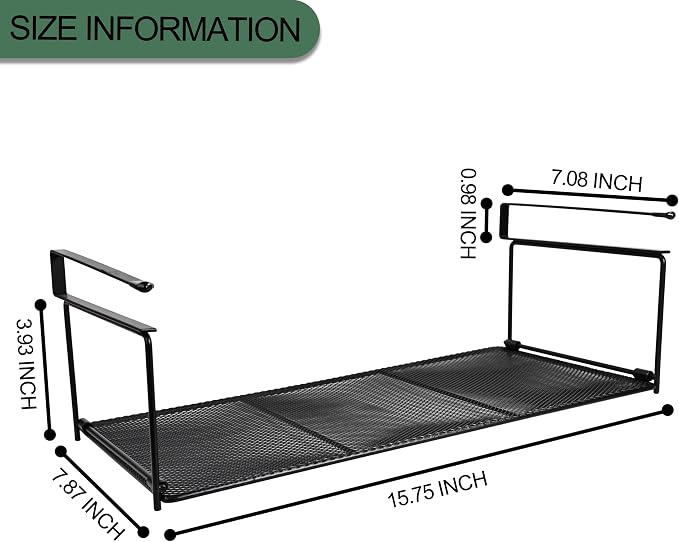Foldable Metal Under Cabinet Organizer,Multi-Functional Hanging Storage Rack for Aluminum Foil,Plastic Wrap,Kitchen Wipes,Space-Saving,Tool-Free Install,Rust-Resistant,Ideal for Kitchen (Black) - Image 2