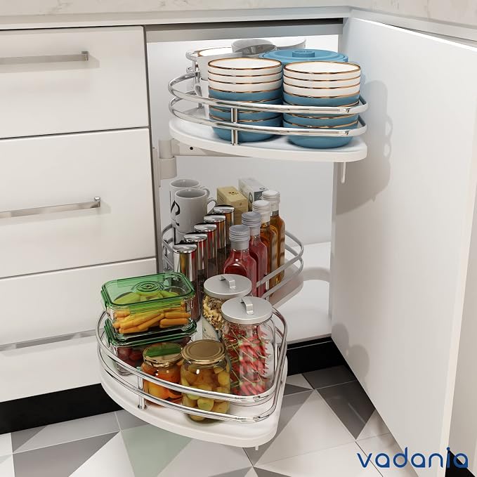 VADANIA Blind Corner Pull Out Organizer, 32" Left Swing Cabinet | 2-Tier Swing Tray, Soft Close, Left Hand Open, Space Saving Blind Corner Cabinet Design - Image 7