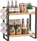 Coffee Station Organizer for Counter,Condiment Storage Caddy for Kitchen,2 Tier Wooden Shelf for Coffee Bar Accessories,Coffee Bar Organizer for Kitchen, Home, Office-Brown by LemikkleDirect