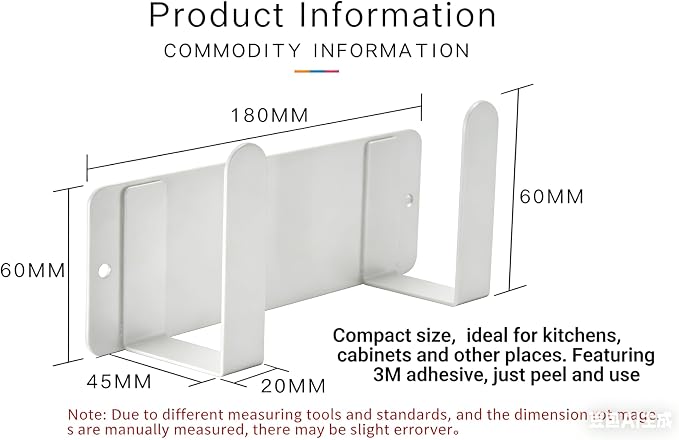 Stainless Steel Wall Mounted Cutting Board Holder Punch-Free Adhesive Multifunctional Kitchen Organizer Pot Lid Storage Rack 7" x 2.3" x 1.8" White - Image 3