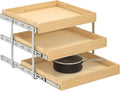 WelFurGeer 3-Tier Pull Out Cabinet Organizer with Soft Close, Heavy-Duty Pull Out Drawers for Cabinets, Slide Out Shelf for Kitchen, Pantry, Bathroom & Under Sink, Solid Birch Wood by WelFurGeer