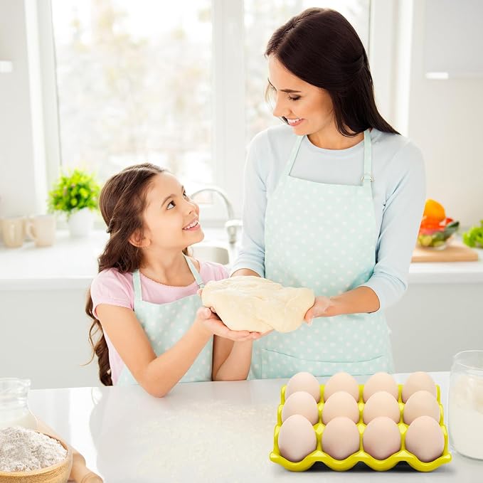 Flexzion 12 Cups Ceramic Egg Holder for Fridge - Dozen Ceramic Egg Tray Porcelain Container Storage Organizer Decorative Serving Stand Serveware for Refrigerator Countertop Display (Yellow, 2 Pack) - Image 8