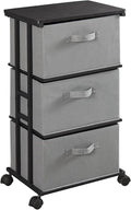 MAX Houser Dresser Tower with 3 Drawers, Grey | Fabric Storage Organizer Unit, Chest of Drawers with with WoodTop, Small Vertical Storage for Guest Room, Closet, Entryway by MAXHouser