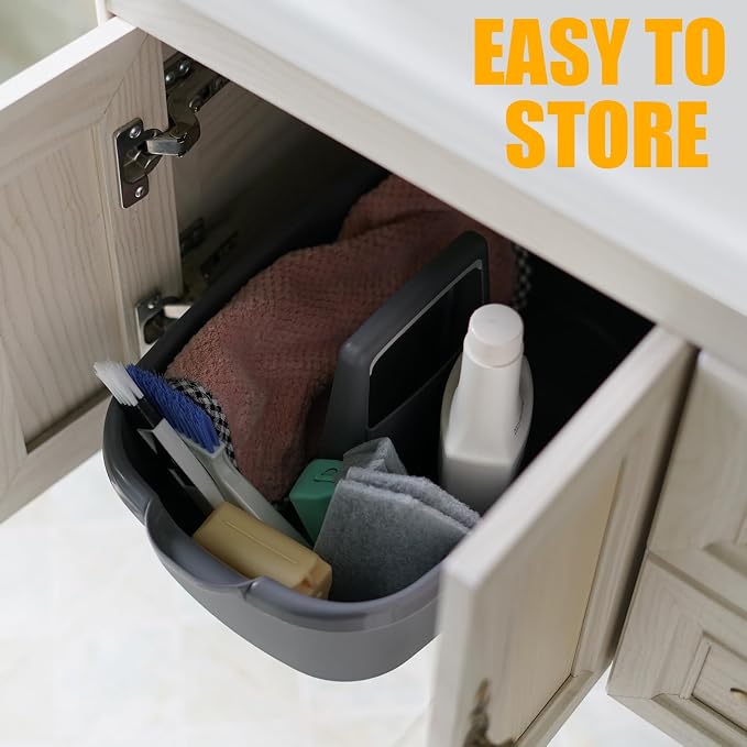 2-Pack Large Gray Cleaning Caddy for Cleaning Supplies with Handle - Portable Plastic Tote Organizer for Shower, Bathroom, Kitchen, Under Sink Storage - Image 7