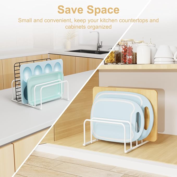 Fikoksol Cutting Board Organizer Storage, Baking Sheet Rack under Cabinet | Heavy Duty Cookie Sheet Organizer, Metal Cutting Board Holder, Space-saving Plate Holder for Cabinet, Tray Divider for Drawer - Image 2