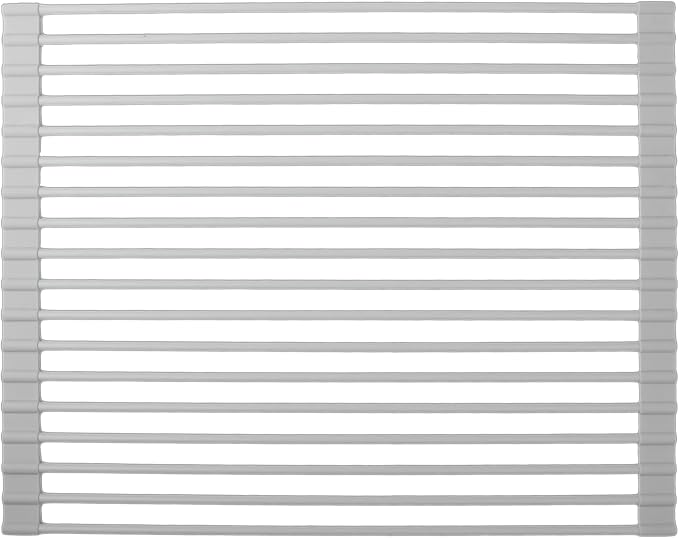 Roll up Dish Drying Rack Silicone Wrapped Stainless Steel 17in x 13in, Grey by Unknown