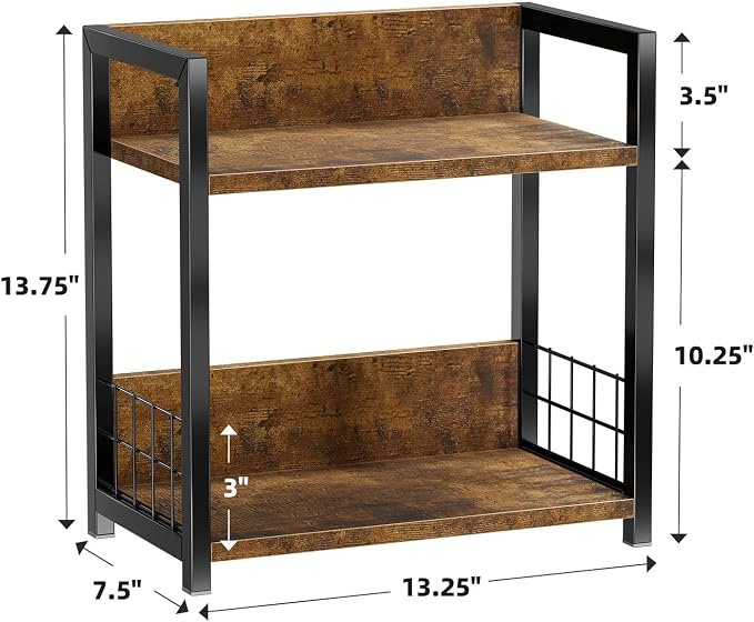 Simple Trending Countertop Shelf Organizer, 2 Tier Kitchen Spice Rack, Coffee Bar Station Storage, for Kitchen Cabinet Bathroom Living Room, Brown, M - Image 8