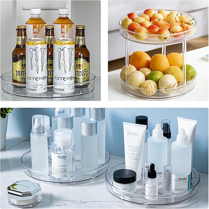 URALFA 2 Tier Lazy Susan Turntable, 9 Inch Clear Organizer for Cabinet | Acrylic Rotating Spinning Storage Rack, Plastic Multi-layer Shelf for Spice Rack, Fridge, Bathroom, Pantry - Image 5