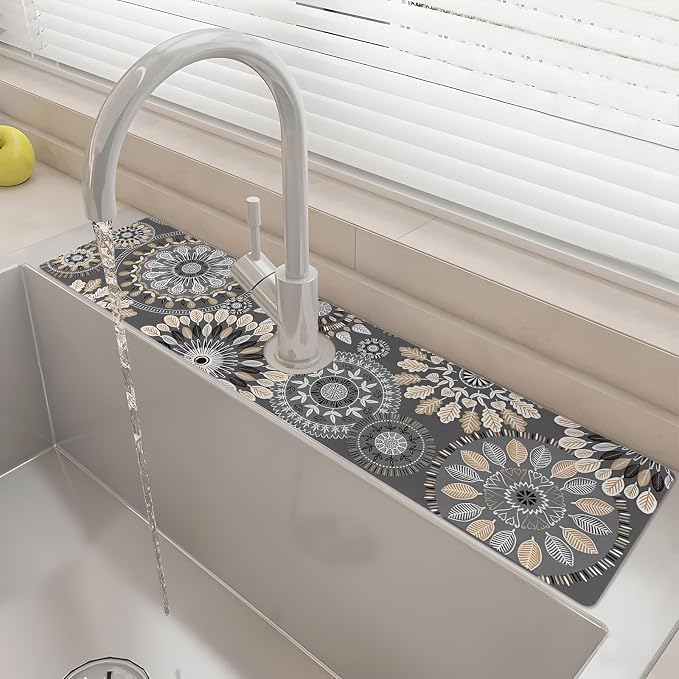 24" X 5.5" Kitchen Sink Splash Guard Faucet Mat Mandala Super Absorbent Fast Drying Faucet Guard & Draining Mat Sink Splash Guard Behind Faucet for Kitchen, Bathroom by Unknown