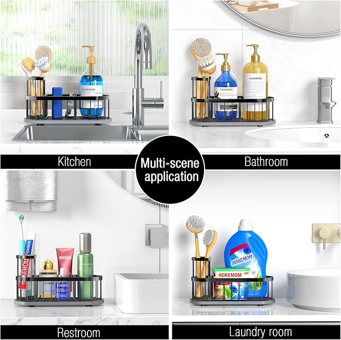 Sink Caddy Kitchen Sink Organizer, Sponge & Brush Holder, Stone Drying Mat | Space-Saving Sink Sponge Holder with Full-Size Tool Storage, Fits Most Sinks, Kitchen Sink Accessory and Countertop Organizer - Image 7