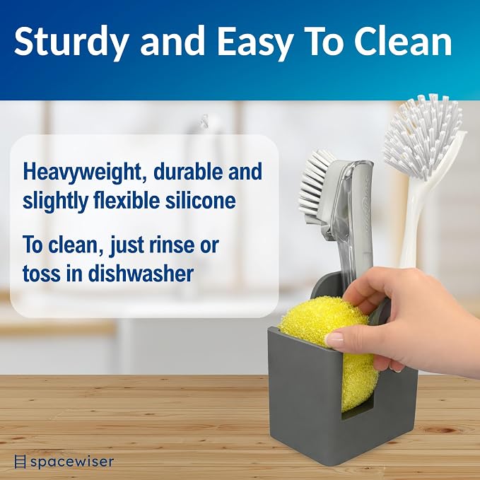 Silicone Sink Caddy – Sponge Dish Brush Holder for Kitchen Sink | Kitchen Sink Organizer, Sink Brush Holder, Sink Sponge Holder for Scrub Daddy, Scrub Mommy, Sponge & Kitchen Brush Holder - Image 8