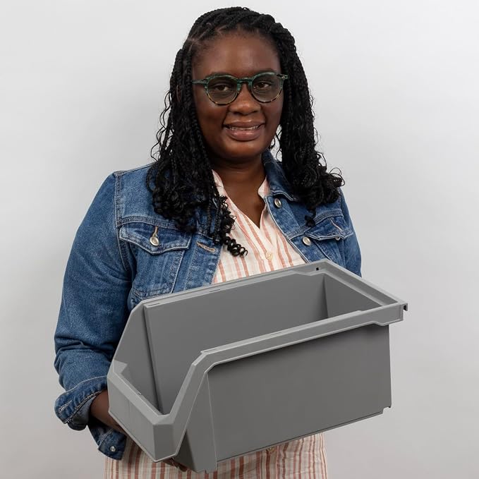 Akro-Mils ReadySpace Large Stackable Plastic Storage Bins, 6-Pack, Black | Open-Front Stackable Bins For Garage, Pantry, Closet & Office, 14,8"L X 8"W X 7"H, Nests When Empty, Durable Plastic, - Image 2