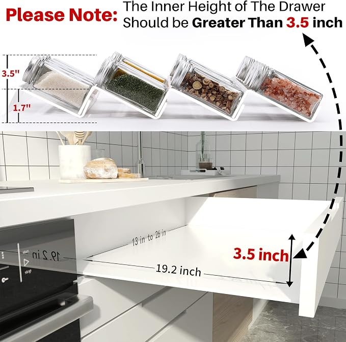 MIUKAA Clear Acrylic Spice Drawer Organizer, 4 Tier- 2 Set Expandable From 13" to 26" Drawer Seasoning Organizer, Kitchen Spice Rack Tray for Drawer/Countertop (Jars not included) (Pack of 2) - Image 7