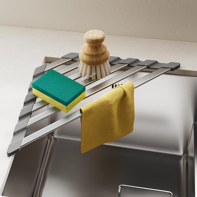 COOL-ANGLE Triangular Corner Sink Drying Rack, Aluminum, 16"x9.5", Gray | Heat Resistant Trivet, Supports Up To 60 Lbs, Rust-Proof Aircraft Aluminum, Ideal For Square Sinks With 0.8 Inch Ledge by COOL-ANGLE