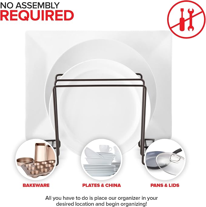Stock Your Home Kitchen Cabinet Organizer, Bronze (2 Pack) Steel Baking Sheet Holder with 4 Slots for Cabinet, Bakeware Organizer, Divider for Cutting Boards, Pot Lids, Pan Lids, Cookie Sheets - Image 3