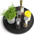 Lazy Susan Organizer Homerays 12 Inch Non-Skid Bamboo Lazy Susan for Kitchen Rotating Spice Rack for Kitchen Cabinet, Wood Turntable for Kitchen Countertop Organizer Black by Homerays