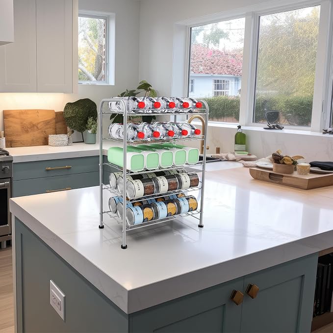 Water Bottle Holder Organizer 5 Tier Water Bottle Storage Rack, Freestanding Floor Beverage Soda Can Dispenser Organizer Rack for Pantry, Kitchen Countertop, Cabinet, Office, Hold 30 Bottles, Silver - Image 5