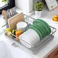 Kitsure Dish Drying Rack for Kitchen Counter, 12''W x 15.5''L, Silver | Stainless Steel Sink Organization, Cutlery Holder, Home and Appartment Decor by Kitsure