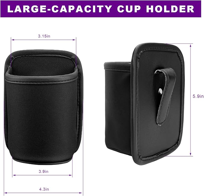 Large Car Door Cup Holders, Clip On Beverage Drink Holder Vehicle Door Storage Organizer, Scratch-Resistant Leather Water Bottle Hanging Holder for SUV Sedan Truck (Black) - Image 2