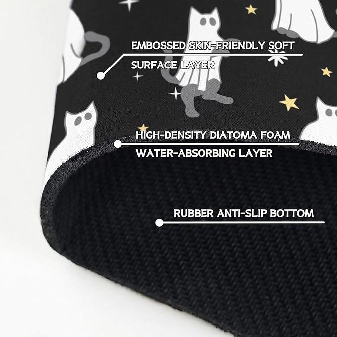 Halloween Kitchen Sink Splash Guard Faucet Mat,Black Cats Ghosts Halloween Faucet Non-Slip Absorbent Mat,Farmhouse Sink Splash Guard Behind Faucet for Kitchen Bathroom,15"x5.5" - Image 5