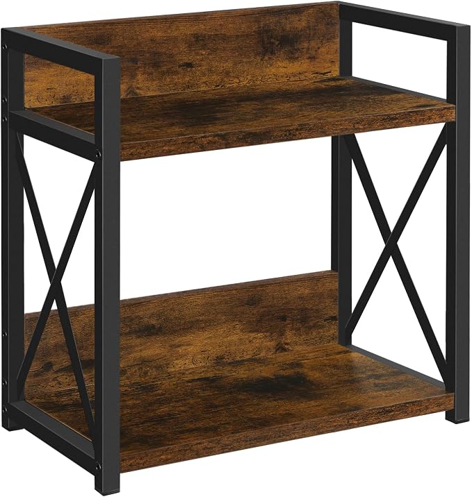 YINMIT Countertop Shelf Organizer,Coffee Bar Accessories,Spice Rack,Coffee Counter Shelf,2 Tier Coffee Organizer Station for Mugs,Cups,Cream,Syrup(Rustic Brown,Large) by YINMIT
