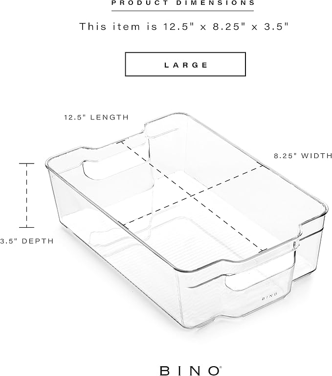 BINO | Stackable Storage Bins, Large - 2 Pack | THE STACKER COLLECTION | Clear Plastic Storage Bins | Built-In Handles | BPA-Free | Containers for Organizing Kitchen Pantry | Multi-Use Organizer Bins - Image 3