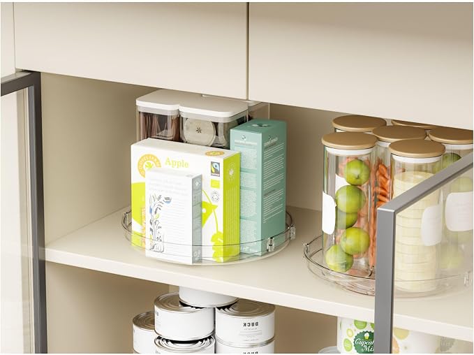 SUOXING 2 Pack Rotating Small Lazy Susan Turntable for Cabinet,9.5 Inch Clear Acrylic Spice Rack,Turntable Organizer for Refrigerator,Kitchen,Pantry and Vanity Makeup,Bathroom Countertop Organizer - Image 4
