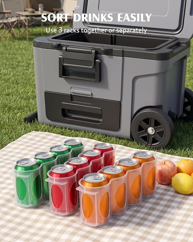 3 Pack Can Organizer Rack Designed for Ninja FrostVault 45QT/65QT Wheeled Cooler, Clear Beverage Can Holder for Cooler Drink Storage, 4 Cans Per Row, Cooler Accessories for Camping Beach Tailgating - Image 5