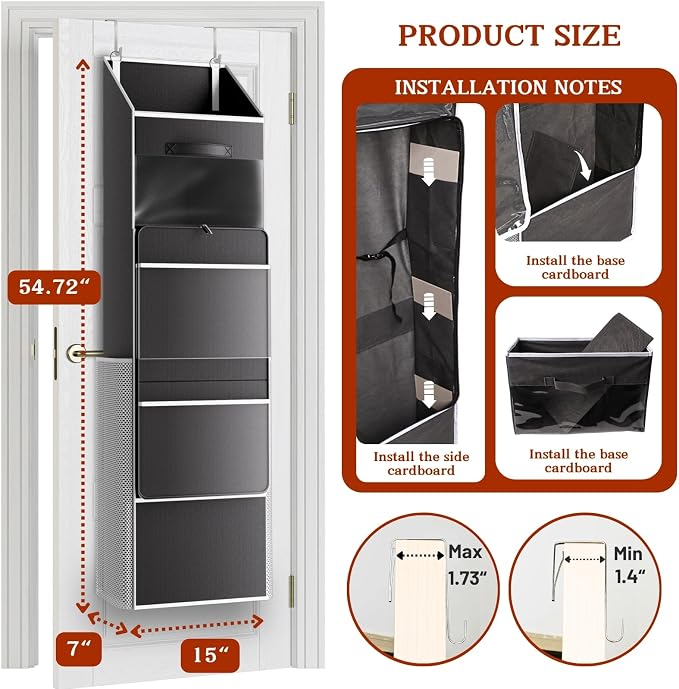 2-in-1 Wrapping Paper Organizer Storage, Over Door or Under Bed Organizer with Removable Drawer & 4 Clear Pockets Wrap Storage for Ribbons, Bows, Ornament and Other Tools - Image 2