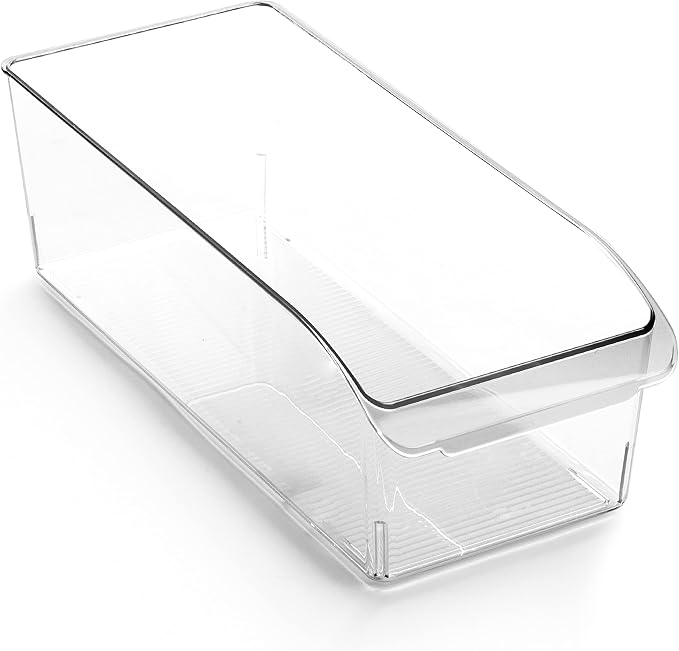 BINO | Plastic Storage Bins, Large | THE CURVE COLLECTION | Multi-Use Fridge / Freezer Organizer | Built-In Handle | BPA-Free | Pantry and Home Organization by BINO