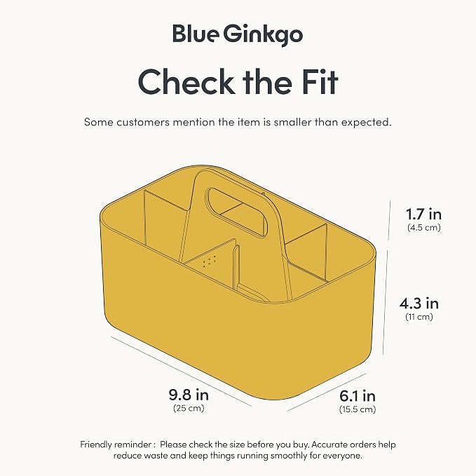 BLUE GINKGO Stackable Organizer Caddy, Rectangle, Yellow, Made in Korea | Portable. Adjustable. Home, Office & School Storage. - Image 3