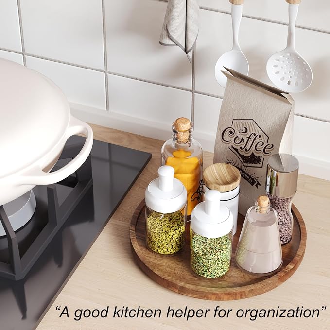 VERTORGAN Lazy Susan Bamboo Organizer for Kitchen,Cabinet(Medium) | 360 Rotating Turntable,Spice Rack,Serving Tray,Pantry Vanity Organizer,Countertop Space-Saver - Image 4
