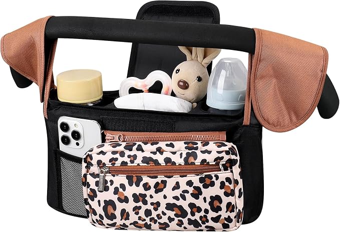 Accmor Universal Stroller Organizer with Insulated Cup Holder Detachable Phone Bag and Shoulder Strap,Stroller Bag Caddy Organizer for Uppababy, Baby Jogger, Britax Strollers by Accmor