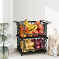 2 Pack Stackable Metal Wire Vegetable Fruit Basket for Kitchen Counter Cabinet, Pantry Organizers and Storage Basket, Food Can Snack Onion Potato Bread Storage Shelf Freezer Organizer Bins Containers by Unknown