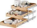 DINDON 3 Tier Pull Out Cabinet Organizer 20”W X21”D Slide Out Shelves With Shelf Liner for Kitchen Wood Roll Out Drawers Pantry Organization by DINDON