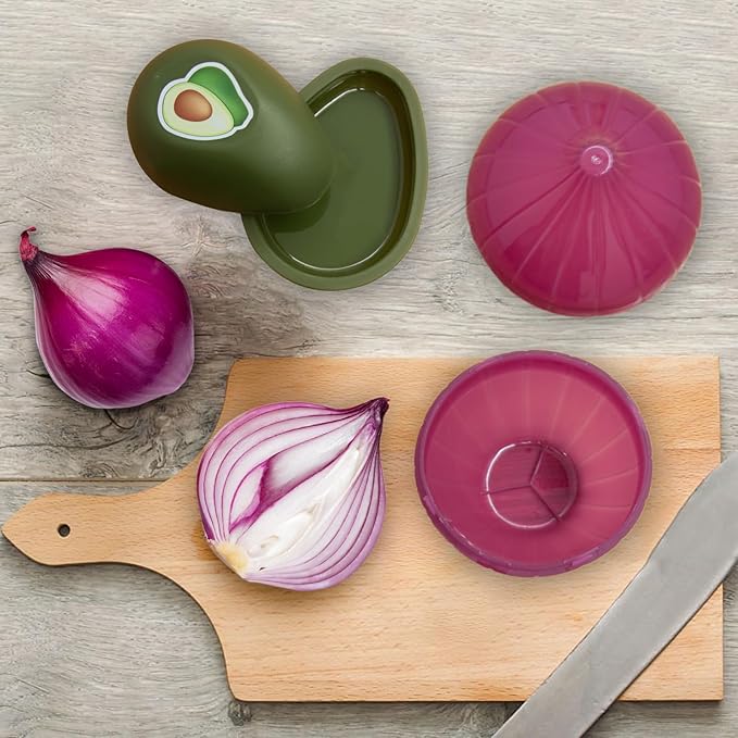 Vegetable and Fruit Storage Containers for Refrigerator, Pack of 2 | Avocado and Onion Storage, Food Storage Containers with Lids - Image 4