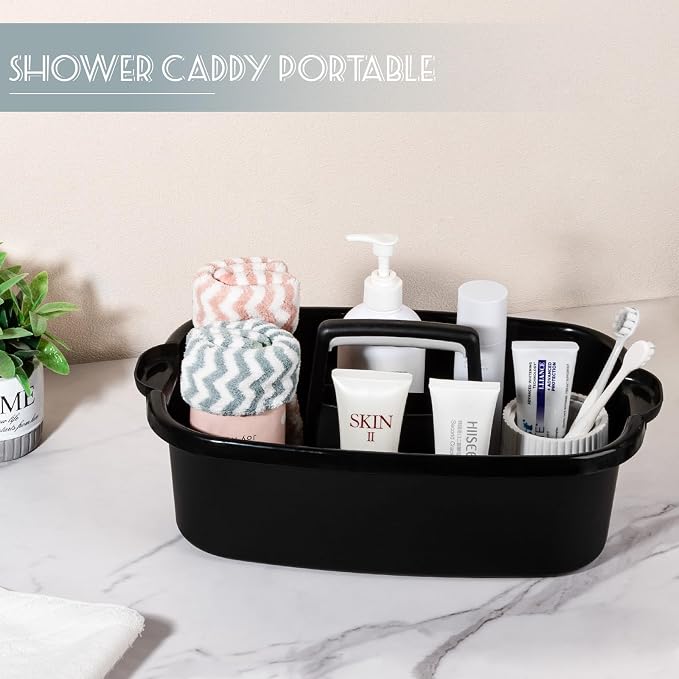 Large Cleaning Supplies Caddy Portable Shower Caddy Basket Black | Sturdy Supply Organizer with Handle Plastic Bucket Tool Storage for Bathroom Bedroom Kitchen Garden College Dorm Essentials - Image 2