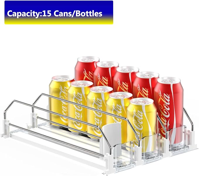 AMLLLC Drink Organizer for Fridge - Storage 15 Cans | Self-pushing automatic drink dispenser for refrigerator|Space-saving storage|Perfect for fridge organizers and storage - Image 5