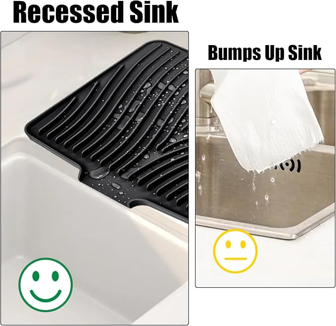TIKNIK Silicone Dish Drying Mat for Kitchen Counter, Black-1pc, 20" x 15" | Heat Resistant & Non-Slip Dish Drain Pad with Built-In Drain, Dishwasher Safe, Quick-Dry, Hangable & Roll-Up for Storage - Image 8