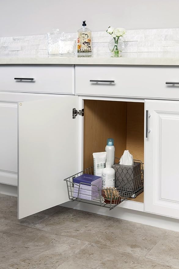 ClosetMaid 11 in. Pull Out Cabinet Organizer, Heavy Duty, Slide Out Pantry Shelves Drawers for Kitchen, Bathroom, Nickel - Image 4