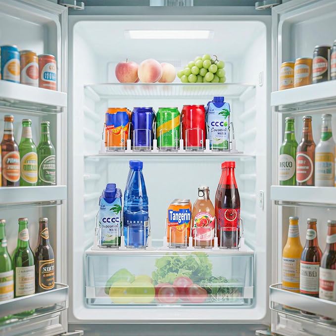 Upgraded Drink Organizer for Fridge，Soda Can Dispenser for Refrigerator，Automatic Self-Pushing Drink Pusher，Space-Saving Fridge Storage，Holds up to 10-15 Cans, 2 Row - Image 6