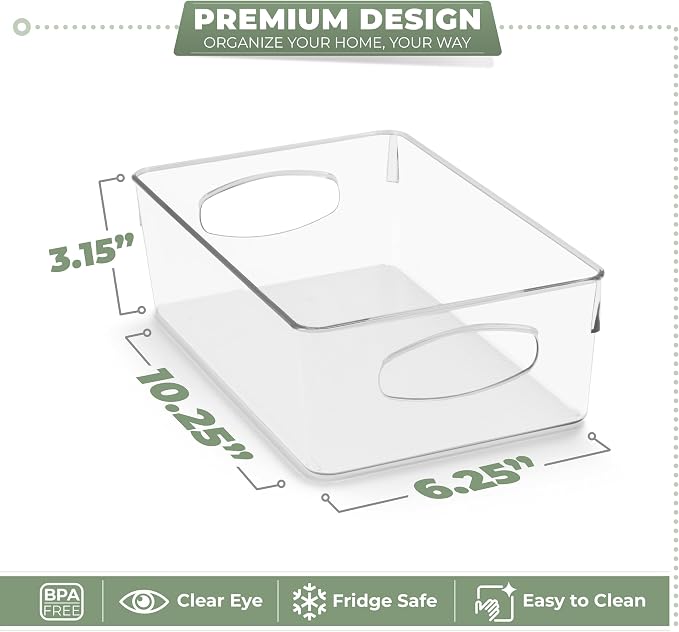Sorbus 10-Pack Medium Clear Plastic Organizing Bins – Clear Bins for Organizing, Refrigerator Organizers, Fridge Organizer, Pantry Storage, Kitchen Organizer, and Pantry Organizers and Storage Bins - Image 3