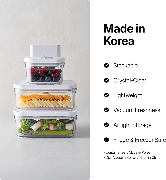 VAKUEN Premium Airtight Food Storage Containers, Square-S 3PC-SET, Smart One-Click Seal Lid, No Hinges, 100% Leak Proof, BPA-FREE, Dishwasher, Freezer & Microwave Safe - Image 3