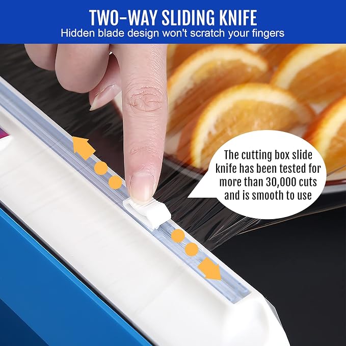 Plastic Wrap Dispenser with Cutter, Reusable Cling Film Dispenser, Cling Wrap Dispenser with Slide Cutter, Also for Aluminum Foil, Tin Foil, Baking Paper (XL) - Image 2