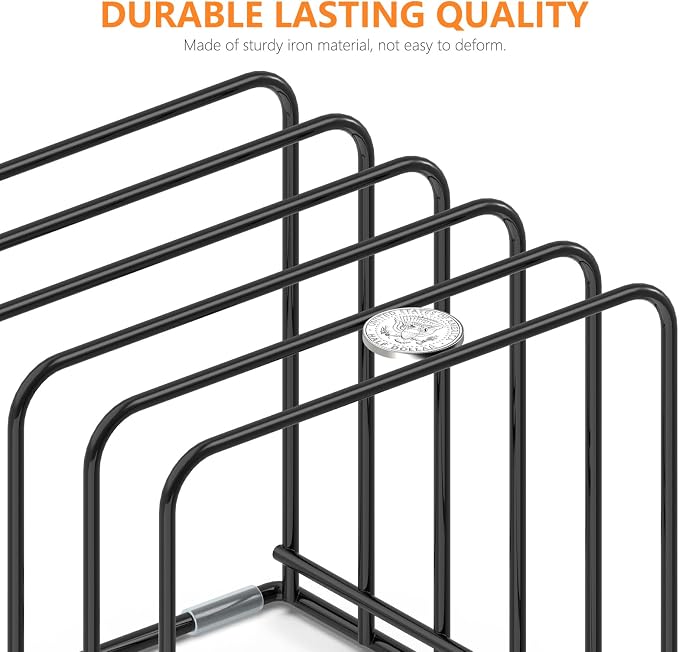 Kitchen Cabinet Organizer, Steel Cookware Holder, Divided Holder with 5 Slots for Skillets Baking Tray and Chopping Board Rack - Baking Pan Holder Storage (1 PC) - Image 3
